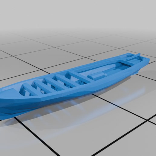Referans görsel — model: Minyatür Yelkenli No.88 — Sampan · tasarım: staffabr (cults3d). Wefty Design'in kendi baskısının fotoğrafı değildir.