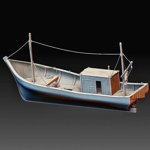 Referans görsel — model: Minyatür Balıkçı Teknesi No.25 · tasarım: — (cults3d). Wefty Design'in kendi baskısının fotoğrafı değildir.
