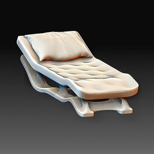 Referans görsel — model: Minyatür Şezlong No.2 · tasarım: — (cults3d). Wefty Design'in kendi baskısının fotoğrafı değildir.
