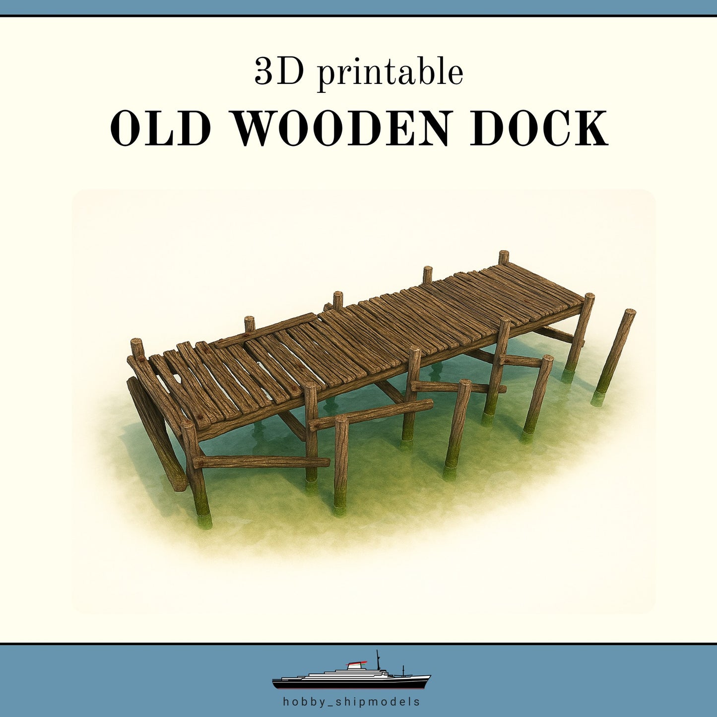 Referans görsel — model: Minyatür İskele No.16 — Antika Ahşap · tasarım: hobby_shipmodels (printables). Wefty Design'in kendi baskısının fotoğrafı değildir.