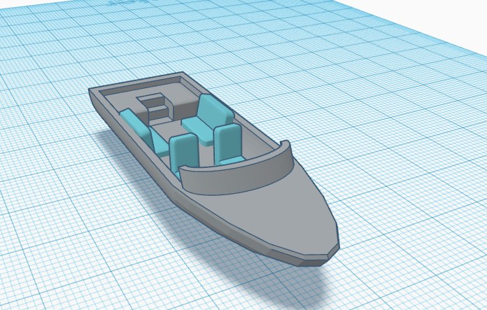 Referans görsel — model: Minyatür Motorlu Tekne No.8 — Sürat · tasarım: Timon Meijer (printables). Wefty Design'in kendi baskısının fotoğrafı değildir.